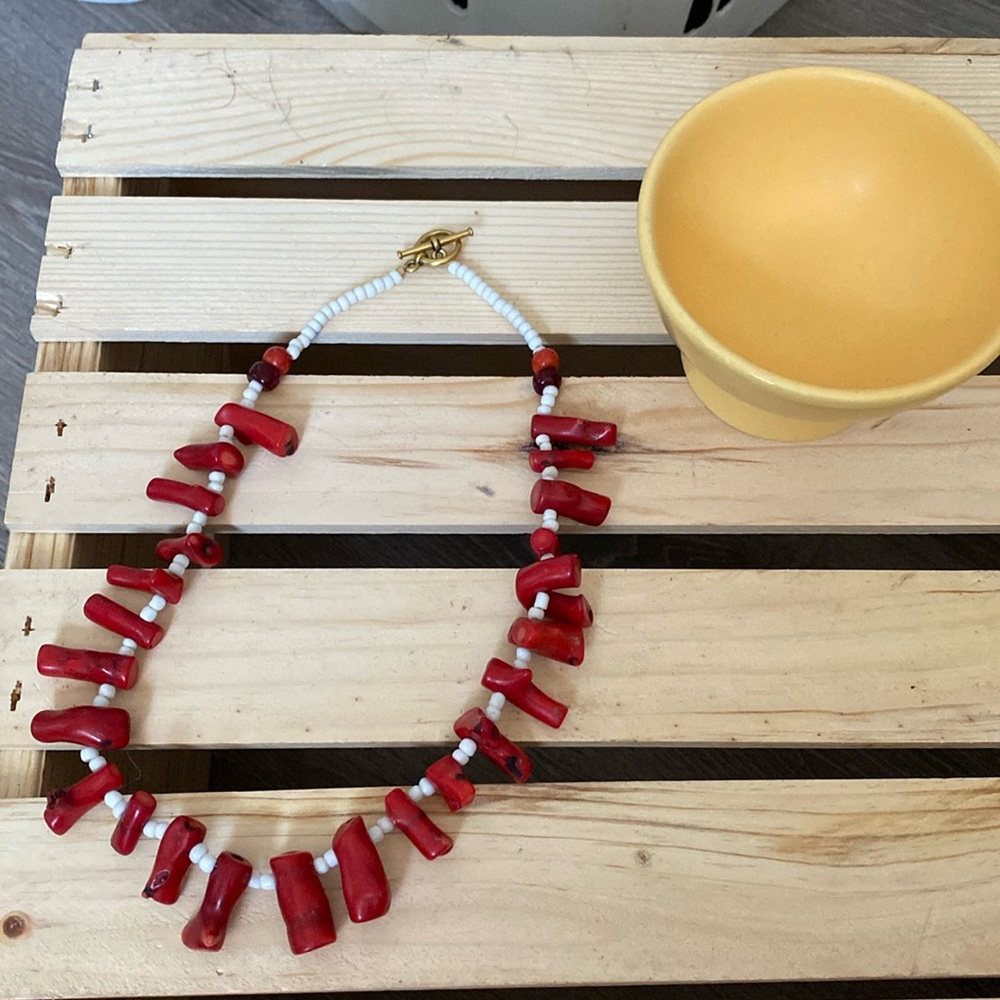 Coral and Beaded Necklace